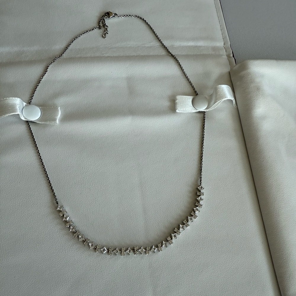 Helzberg Diamonds Sterling Silver and White Sapphire Necklace.